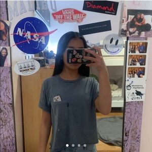 XSOLDX rip n dip raw hem blue oversized shirt !!